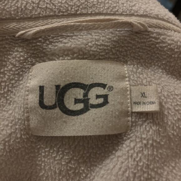 UGG Shawl-Collar Belted Open-Front Coat Sz XL Cream, w/ Pockets Cotton EUC - Picture 4 of 9